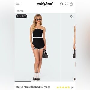 Edikted Black and White Ribbed Romper